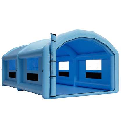Inflatable Paint Booth, 10 x 6 x 4 m, Inflatable Spray Booth with 950W and 1100W Blowers and Air Filter System, Round Roof, for Painting Car, Truck, Furniture, and Automotive Sheet Metal