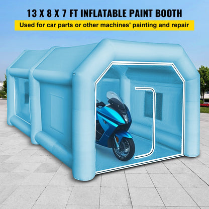 Inflatable Tent, 13 x 8 x 7 ft Inflatable Spray Booth Custom Tent, Inflatable Paint Booth Tent Car Paint Booth Workstation 210D Oxford Fabric With 2 Blowers