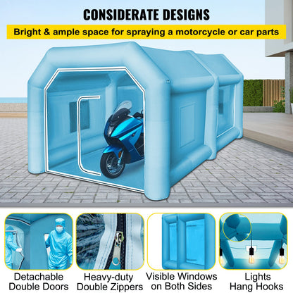 Inflatable Tent, 13 x 8 x 7 ft Inflatable Spray Booth Custom Tent, Inflatable Paint Booth Tent Car Paint Booth Workstation 210D Oxford Fabric With 2 Blowers