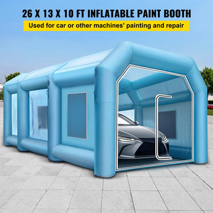 Inflatable Tent, 26x13x10Ft Inflatable Spray Booth Custom Tent, Inflatable Paint Booth Tent Car Paint Booth Giant Workstation 210D Oxford Fabric With 2 Blowers