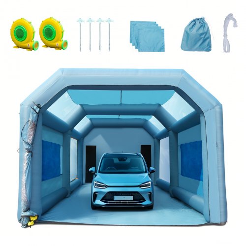 Inflatable Spray Booth Car Paint Tent 701 cm x 396 cm x 259 cm Filter System 2 Blowers