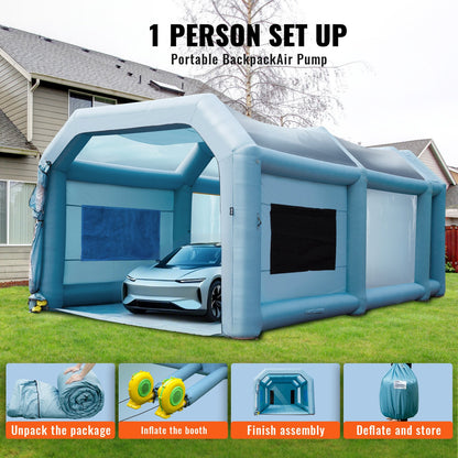 Inflatable Spray Booth Car Paint Tent 8.5 x 4.8 x 3.3 m Filter System 2 Blowers
