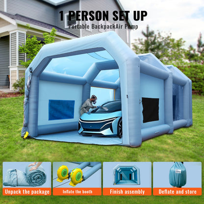 Inflatable Spray Booth Car Paint Tent 10 x 6 x 4 m Filter System 2 Blowers