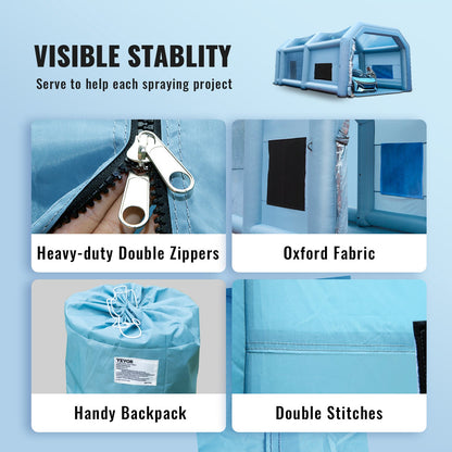 Inflatable Spray Booth Car Paint Tent 10 x 6 x 4 m Filter System 2 Blowers