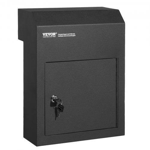 Through The Door Key Drop Box 30.5x15.2x40.6 cm Mailbox with 4.6cm 30.5cm Key Lock Black