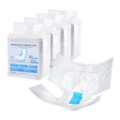 Adult Briefs with Tabs, Super Absorbent Incontinence Briefs for Men and Women, Disposable Adult Diapers with Leakproof 3D Surround Guard & Wetness Indicator - XL Size, 40 Count (4 Packs of 10)