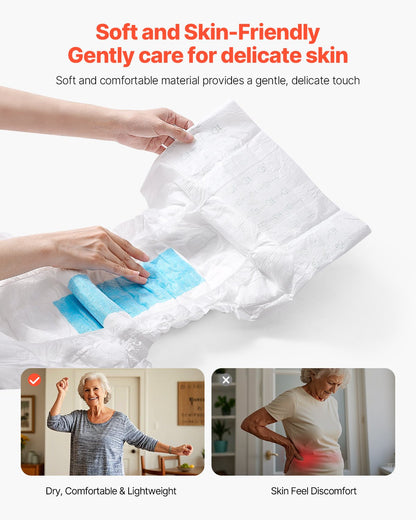 Adult Briefs with Tabs, Super Absorbent Incontinence Briefs for Men and Women, Disposable Adult Diapers with Leakproof 3D Surround Guard & Wetness Indicator - XL Size, 40 Count (4 Packs of 10)