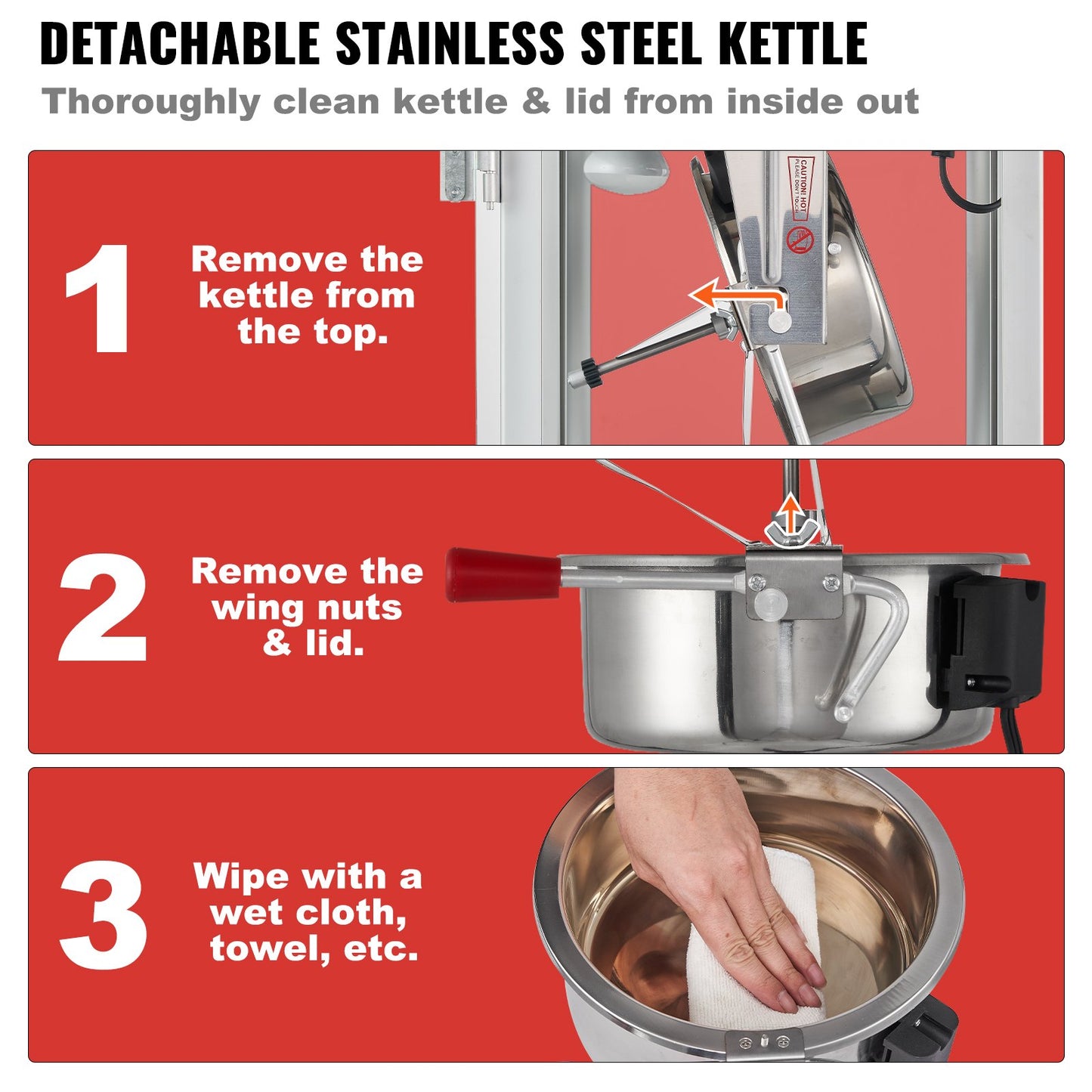 Popcorn Maker with Cart, 850W Popcorn Popper Machine, 8 Oz Kettle Makes 48 Cups per Batch, Popcorn Maker Equipped with Tempered Glass, Includes 4 Scoops, Movie Theater Style, Black