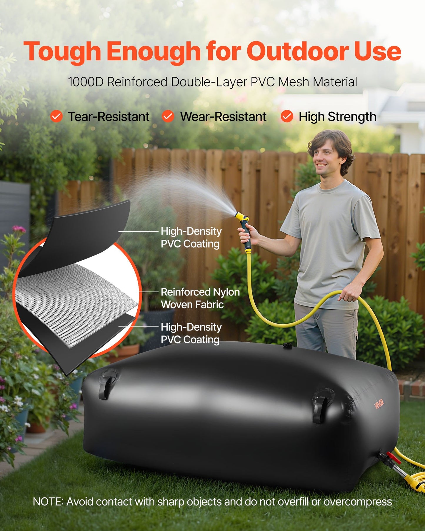 Water Storage Bladder 540L Large Capacity Water Bag, Portable & Collapsible Soft Waters Container, Leakproof & Tear-Resistant PVC Emergency Waters Storage Tank for RV Truck & Outdoor Use