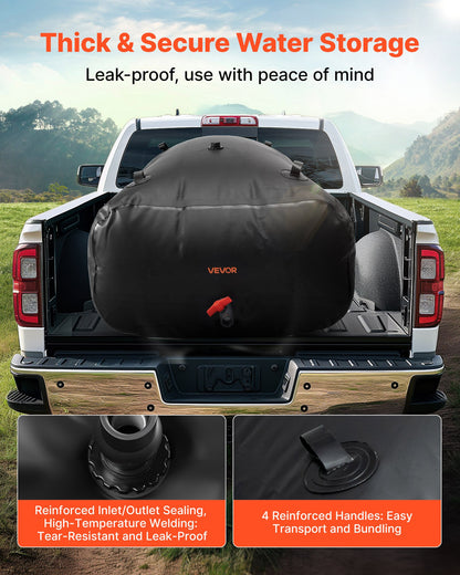 Water Storage Bladder, 1000L Water Storage Container Tank, 1000D PVC Large Capacity Soft Bag Bladder, Collapsible Portable for Garden Irrigation, Camping, RV, Emergency Use - Black