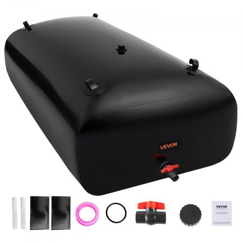 Water Storage Bladder, 330L Water Storage Container Tank, 1000D PVC Large Capacity Soft Bag Bladder, Collapsible Portable for Garden Irrigation, Camping, RVs, Emergency Use - Black