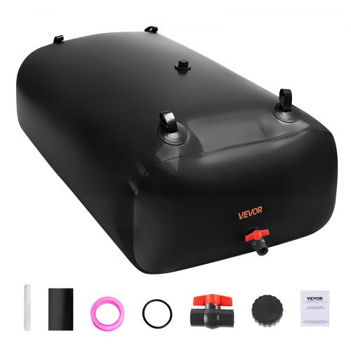Water Storage Bladder, 540L Water Storage Container Tank, 1000D PVC Large Capacity Soft Bag Bladder, Collapsible Portable for Garden Irrigation, Camping, RV, Emergency Use - Black