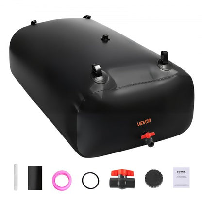 Water Storage Bladder, 540L Water Storage Container Tank, 1000D PVC Large Capacity Soft Bag Bladder, Collapsible Portable for Garden Irrigation, Camping, RV, Emergency Use - Black