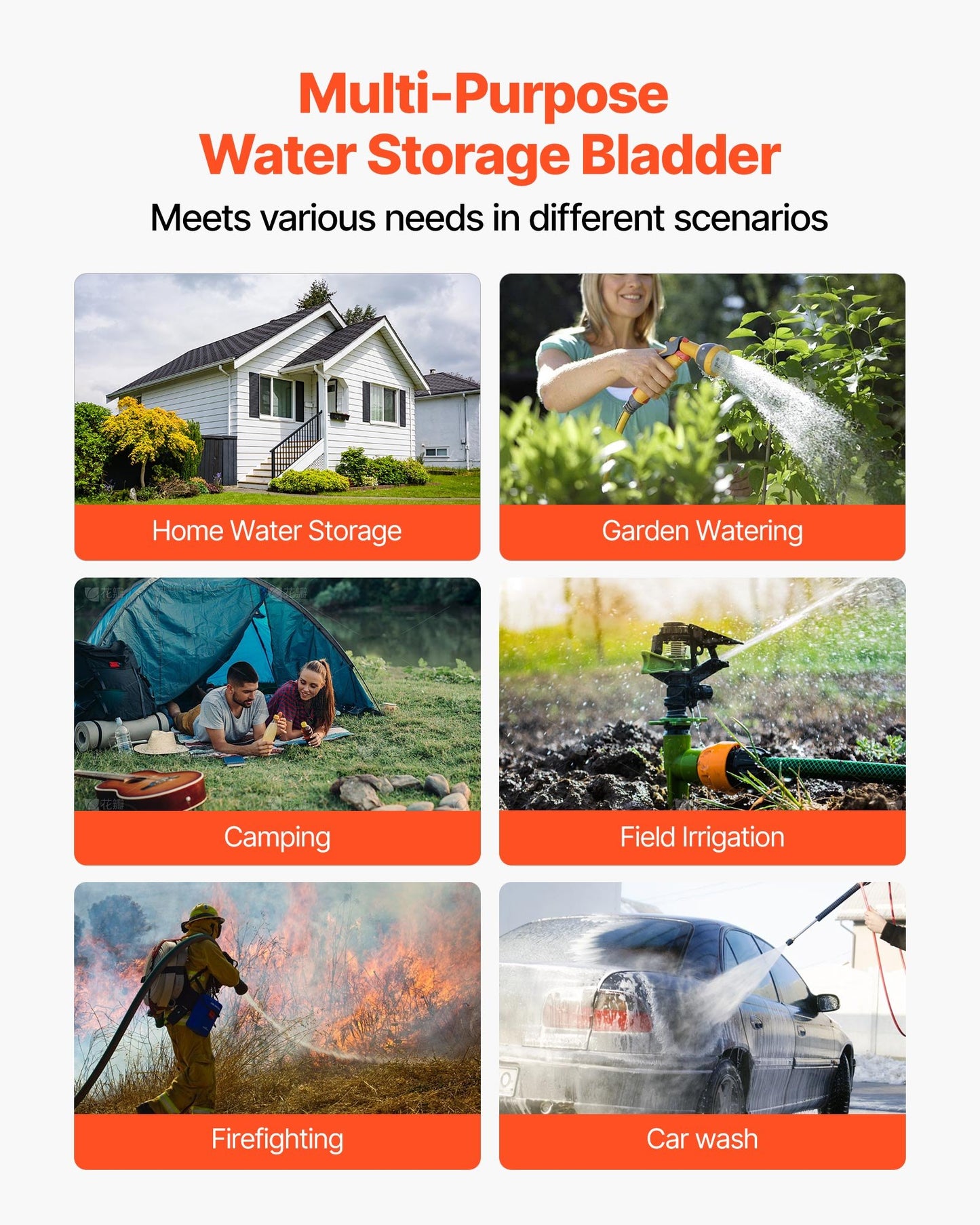 Water Storage Bladder, 540L Water Storage Container Tank, 1000D PVC Large Capacity Soft Bag Bladder, Collapsible Portable for Garden Irrigation, Camping, RV, Emergency Use - Black