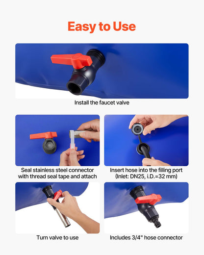 Water Storage Bladder 113L Large Capacity Water Bag, Portable & Collapsible Soft Waters Container, Leakproof & Tear-Resistant PVC Emergency Waters Storage Tank for RV Truck & Outdoor Use