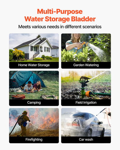 Water Storage Bladder, 1000L Water Storage Container Tank, 1000D PVC Extra-Large Capacity Soft Bag Bladder, Foldable Portable for Garden Irrigation, Camping, RV, Fire Prevention