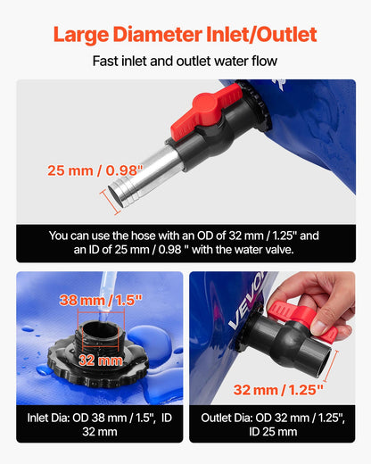 Water Storage Bladder, 330L Water Storage Container Tank, 1000D PVC Large Capacity Soft Bag Bladder, Collapsible Portable for Garden Irrigation, Camping, RVs, Fire Prevention (Blue)