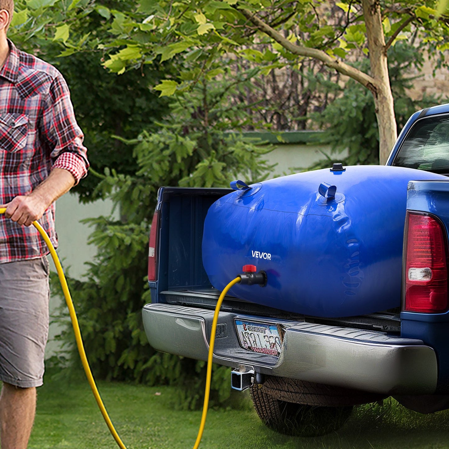 Water Storage Bladder, 330L Water Storage Container Tank, 1000D PVC Large Capacity Soft Bag Bladder, Collapsible Portable for Garden Irrigation, Camping, RVs, Fire Prevention (Blue)