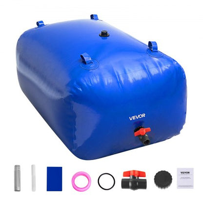Water Storage Bladder, 400L Water Storage Container Tank, 1000D PVC Large Capacity Soft Bag Bladder, Foldable Portable for Garden Irrigation, Camping, RV, Fire Prevention - Blue
