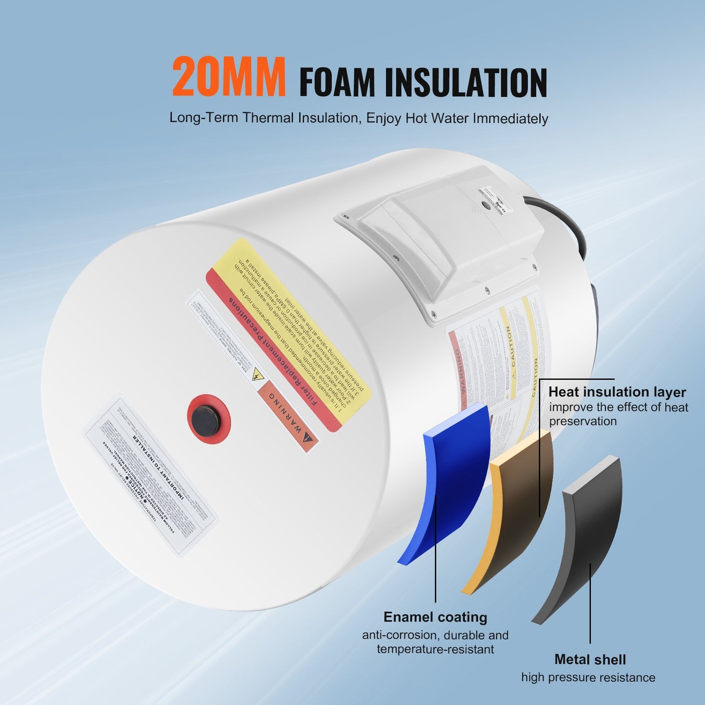 Elektrischer Durchlauferhitzer, 10-Gallonen-Tank, 1,6-kW-Durchlauferhitzer mit LED-Anzeige, Drehknopfsteuerung, IPX4 wasserdicht, seitlicher Anschluss, für Dusche und Bad