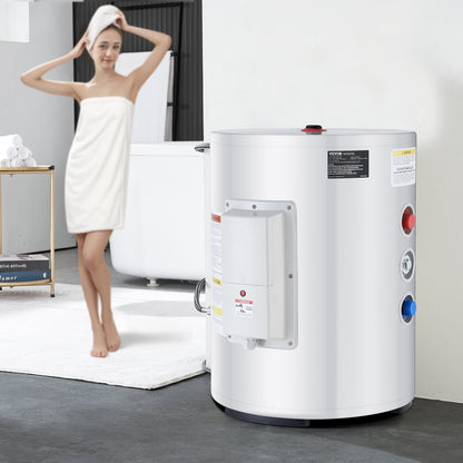 Elektrischer Durchlauferhitzer, 10-Gallonen-Tank, 1,6-kW-Durchlauferhitzer mit LED-Anzeige, Drehknopfsteuerung, IPX4 wasserdicht, seitlicher Anschluss, für Dusche und Bad