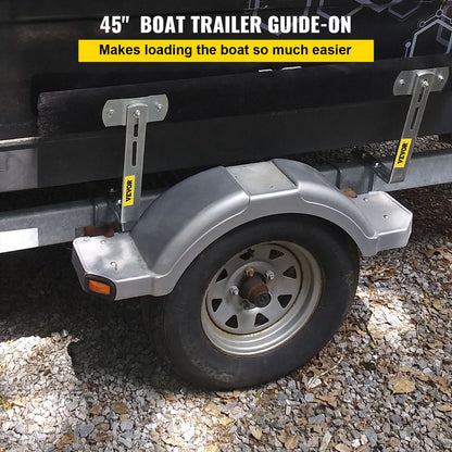 Boat Trailer Guide-ons, 48", 2 PCS Rustproof Steel Trailer Guide ons, Trailer Guides with Carpet-Padded Boards, Mounting Parts Included, for Ski Boat, Fishing Boat or Sailboat Trailer