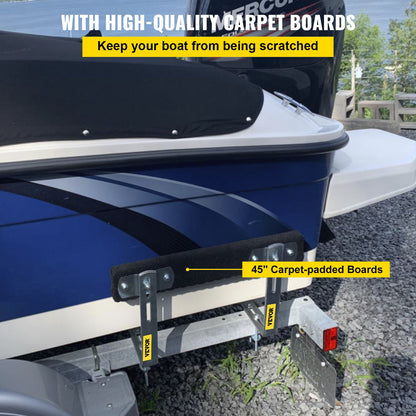 Boat Trailer Guide-ons, 48", 2 PCS Rustproof Steel Trailer Guide ons, Trailer Guides with Carpet-Padded Boards, Mounting Parts Included, for Ski Boat, Fishing Boat or Sailboat Trailer