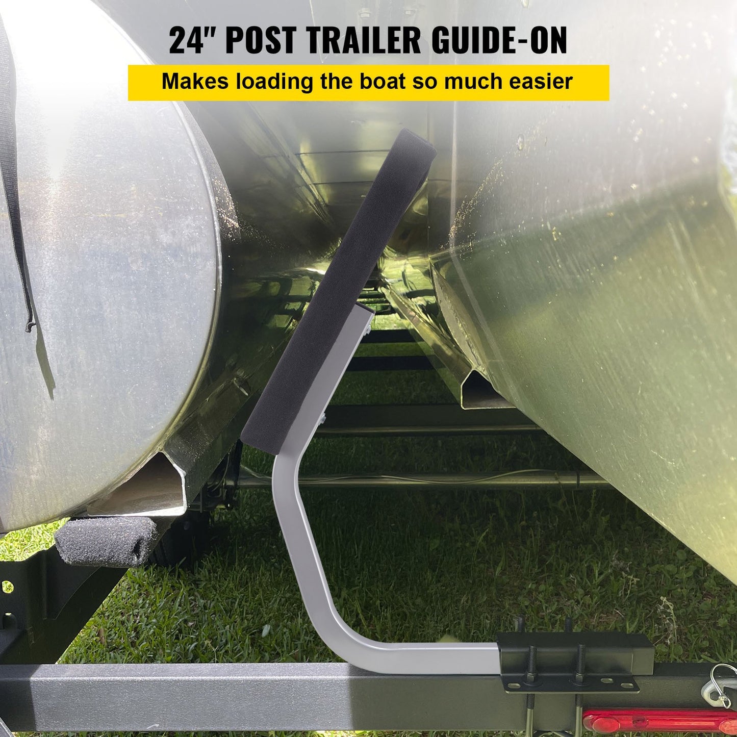 Boat Trailer Guide on, 20\", One Pair Trailer Pontoon Bunk Board Guide-ons, Steel Trailer Guides, Complete Mounting Accessories Included, for Ski Boat, Fishing Boat or Sailboat Trailer