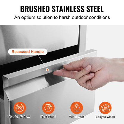 201 Edelstahl Dreifachschubladen-Grillinsel für den Außenbereich, 48 cm B x 66 cm H