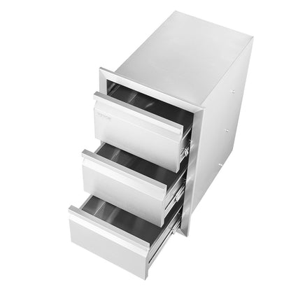 201 Edelstahl Dreifachschubladen-Grillinsel für den Außenbereich, 48 cm B x 66 cm H