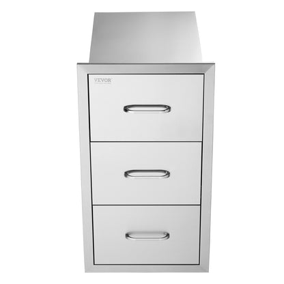 Schubladen für die Außenküche, 40,6 cm B x 72,4 cm H x 52,1 cm T, flächenbündig eingebaute, dreifach zugängliche Grillschubladen aus Edelstahl mit Griff, Grillinsel-Schubladen für Außenküchen oder Terrassengrillstationen