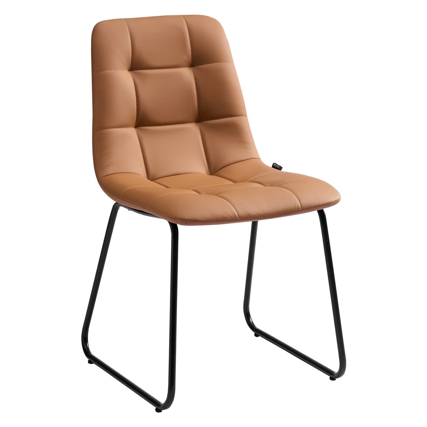 5-Piece Dining Table Set, Space-Saving Round Kitchen Table with 4 Upholstered Orange Chairs, PU Leather Cushions, Modern Wood-Tone Desk with Adjustable Foot Pads for Dining Room, Small Spaces