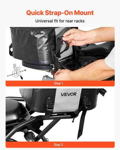 Motorcycle Tail Bag, 28 L Motorcycle Rear Seat Bag with Waterproof Fabric, Outdoor Sports Motorbike Luggage Storage Trunk Handbag with Pocket & Adjustable Buckle, Universal Fit Rear Racks, Black