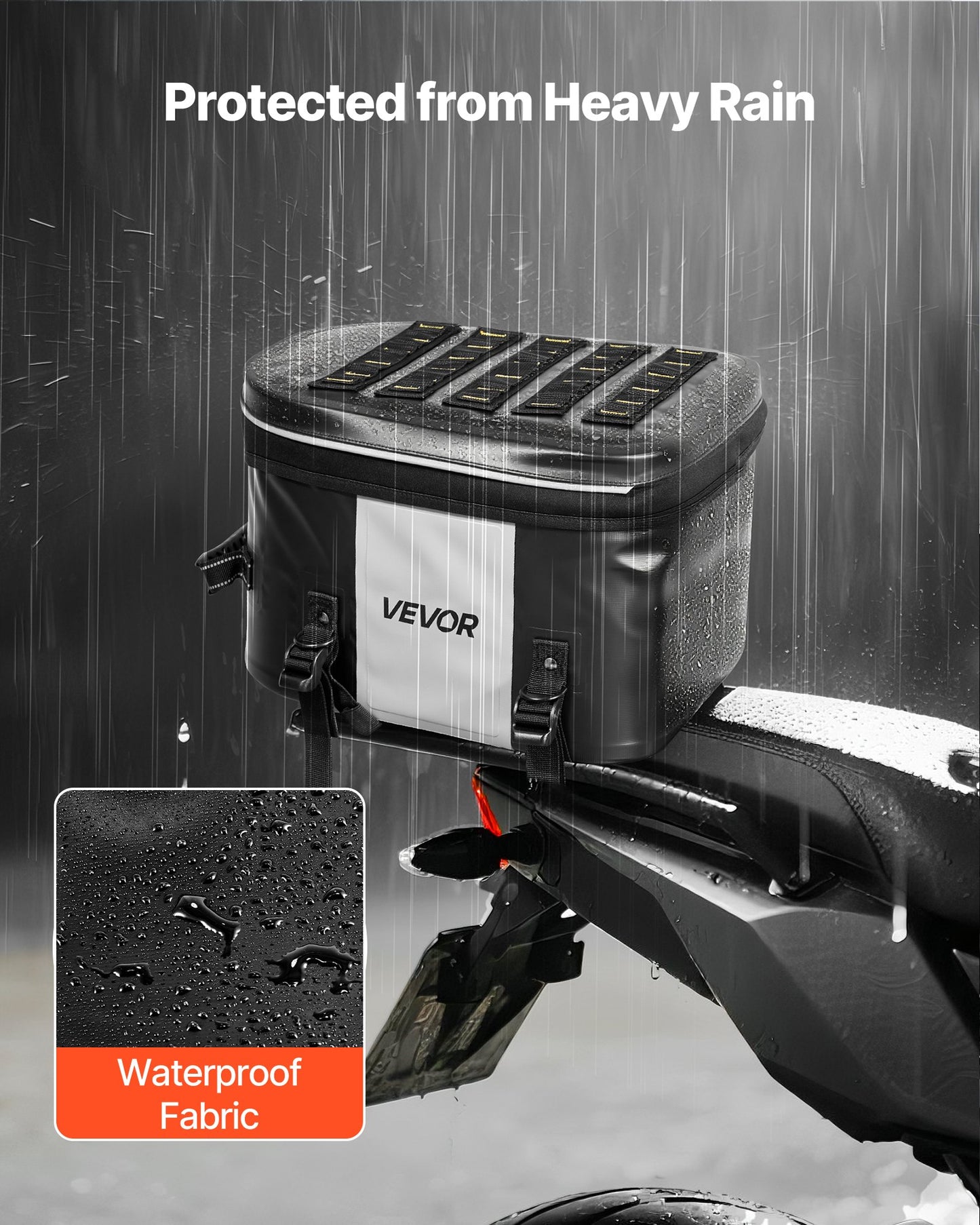 Motorcycle Tail Bag, 28 L Motorcycle Rear Seat Bag with Waterproof Fabric, Outdoor Sports Motorbike Luggage Storage Trunk Handbag with Pocket & Adjustable Buckle, Universal Fit Rear Racks, Black