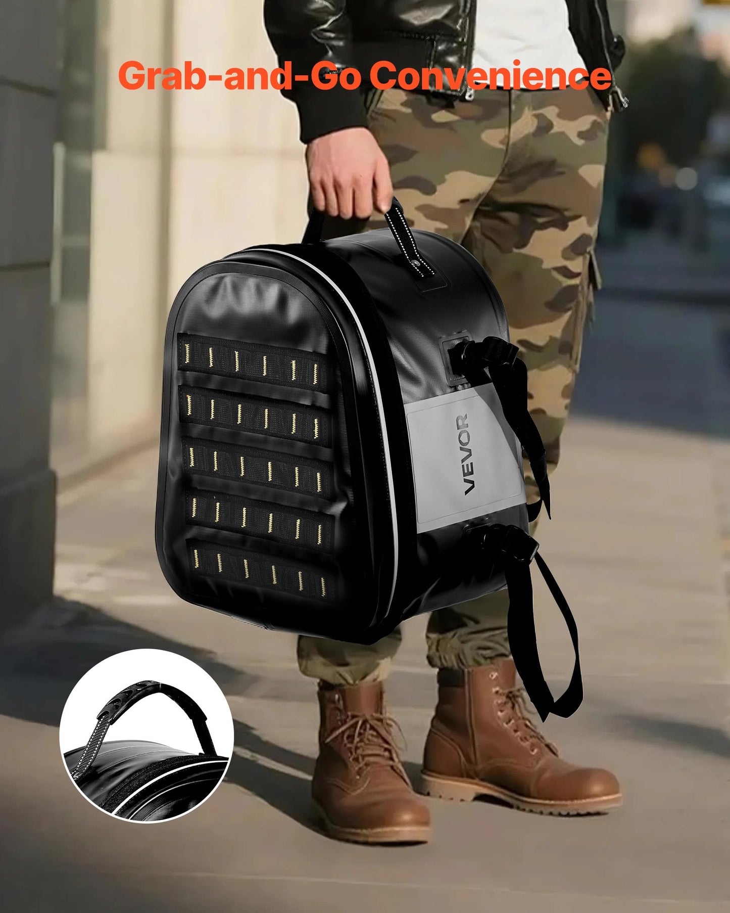 Motorcycle Tail Bag, 28 L Motorcycle Rear Seat Bag with Waterproof Fabric, Outdoor Sports Motorbike Luggage Storage Trunk Handbag with Pocket & Adjustable Buckle, Universal Fit Rear Racks, Black