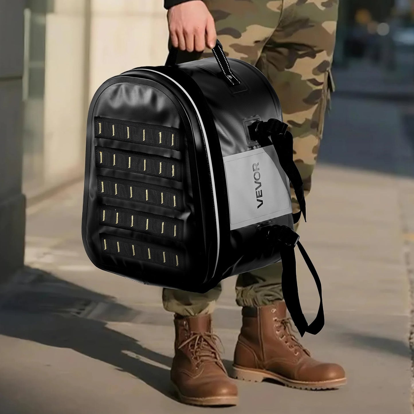 Motorcycle Tail Bag, 28 L Motorcycle Rear Seat Bag with Waterproof Fabric, Outdoor Sports Motorbike Luggage Storage Trunk Handbag with Pocket & Adjustable Buckle, Universal Fit Rear Racks, Black