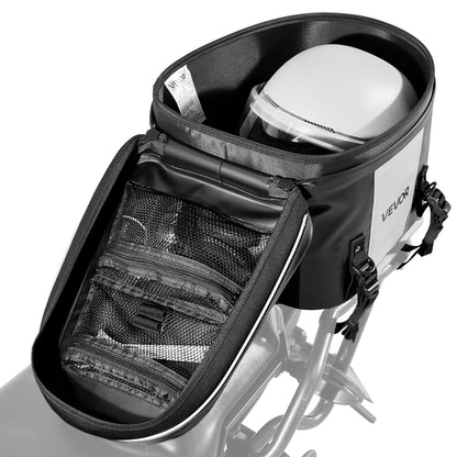 Motorcycle Tail Bag, 28 L Motorcycle Rear Seat Bag with Waterproof Fabric, Outdoor Sports Motorbike Luggage Storage Trunk Handbag with Pocket & Adjustable Buckle, Universal Fit Rear Racks, Black