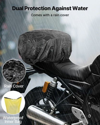 Motorcycle Tail Bag, 30 L Motorcycle Rear Seat Bag with Waterproof Rain Cover, Outdoor Sports Motorbike Luggage Storage Trunk Rack Backpack with Shoulder Straps, Universal Fit Rear Racks, Black