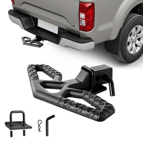 Hitch Step for 5 cm Receiver, Universal Rear Bumper Guard Protector with 159 kg Load Capacity, Wide & Non-Slip Tow Hitch Step with Pin Kit and Stabilizer, Fit for Truck, SUV, Pickup, Trailer
