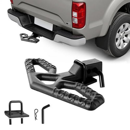 Hitch Step for 5 cm Receiver, Universal Rear Bumper Guard Protector with 159 kg Load Capacity, Wide & Non-Slip Tow Hitch Step with Pin Kit and Stabilizer, Fit for Truck, SUV, Pickup, Trailer