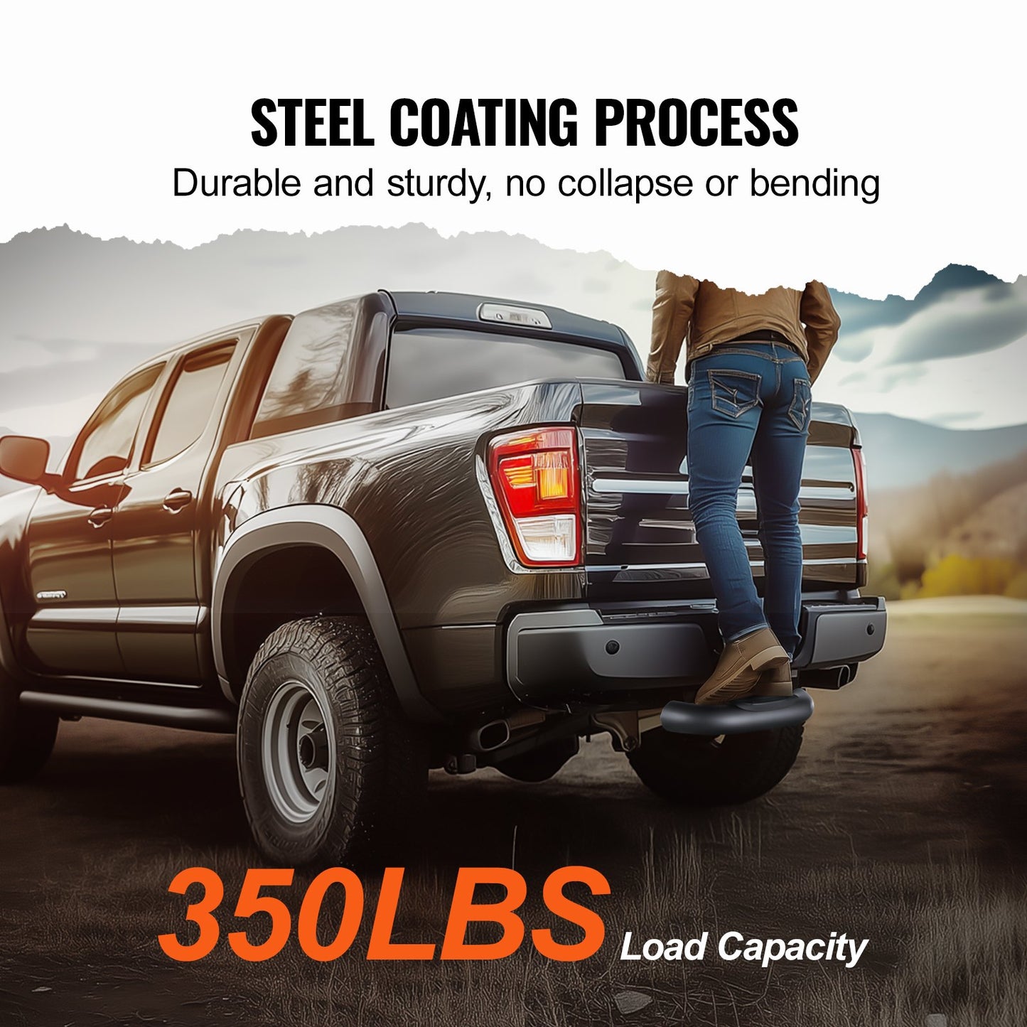 Hitch Step for 5 cm Receiver, Universal Rear Bumper Guard Protector with 159 kg Load Capacity, Non-Slip Tow Hitch Step with Pin Kit, Fit for Truck, SUV, Pickup, Trailer