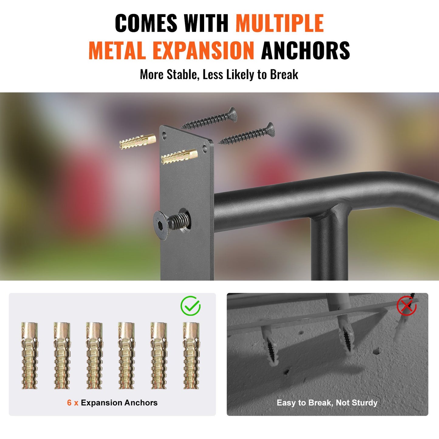 Handrails for Outdoor Steps 81.3 cm Wall Mount Safety Railings for 1-3 Steps