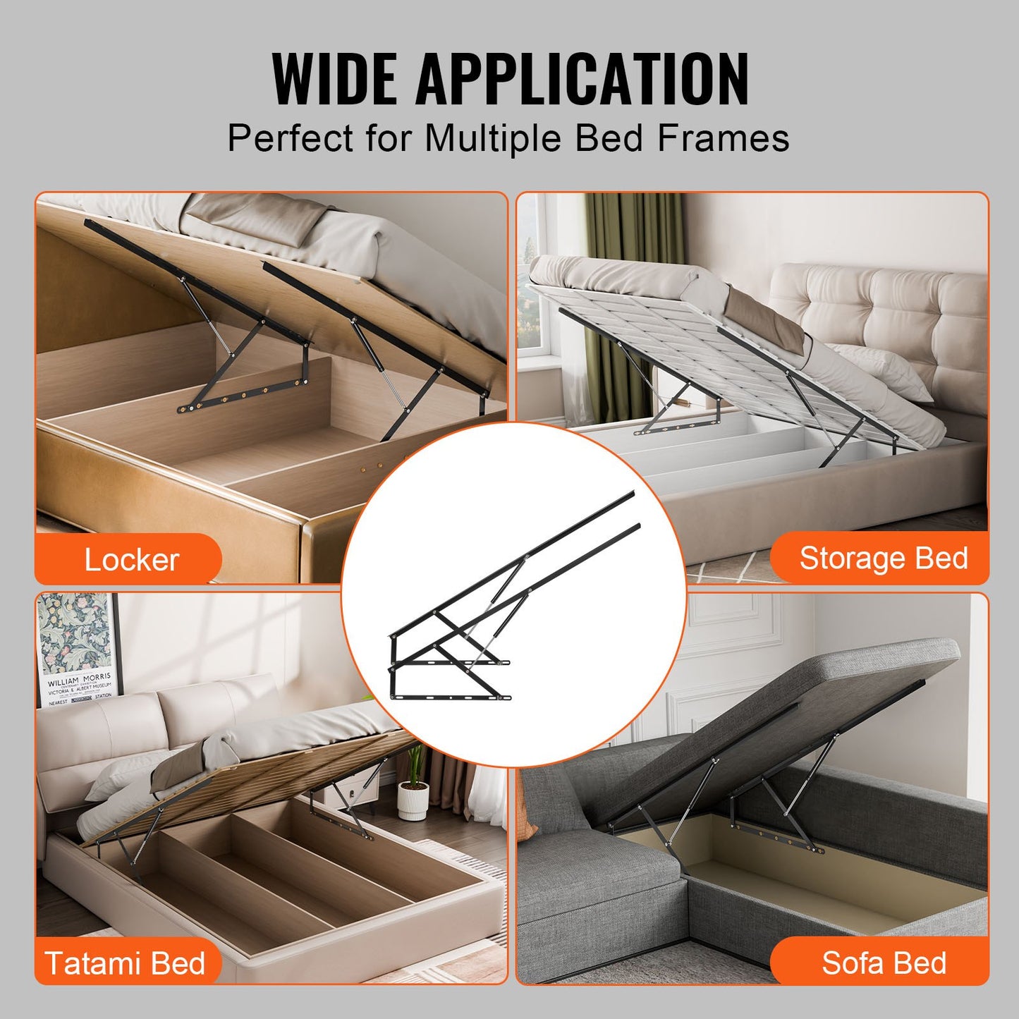 Bed Lift, 59x79 in Compatible Bed Size 265 lbs Load Bearing, DIY Wall Bed Mechanical Hardware Kit Vertical Deluxe, Pneumatic Lever Heavy Duty Bed Support, Folding Wall Bed for Guestroom