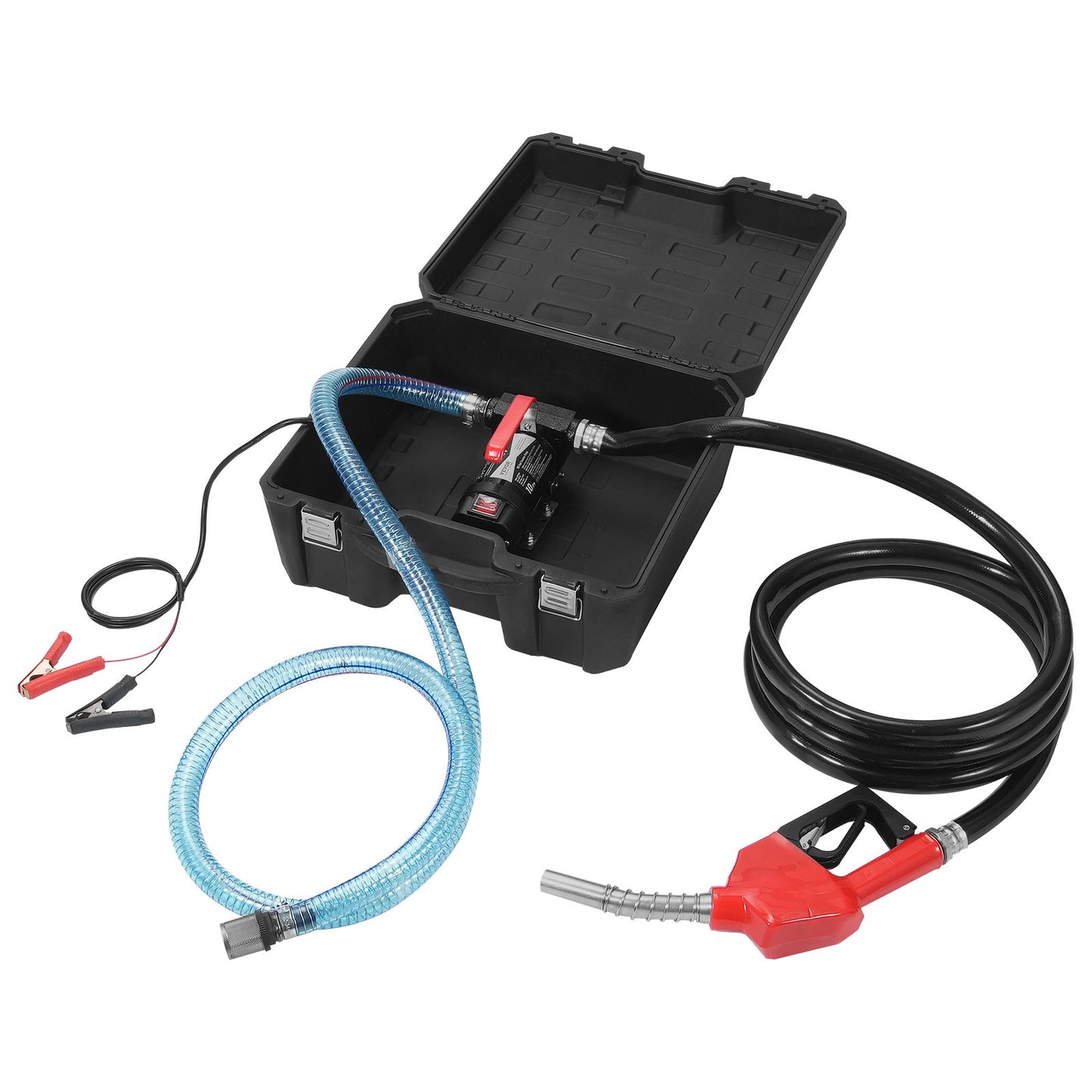 Fuel Transfer Pump, 12V DC 38 L/min(10 GPM) 186W(1/4 HP), Portable Electric Diesel Transfer Pump with Automatic Shut-Off Fuel Nozzle, High Flow, Long Inlet & Outlet Hose for Diesel, Kerosene, Transformer Fuel