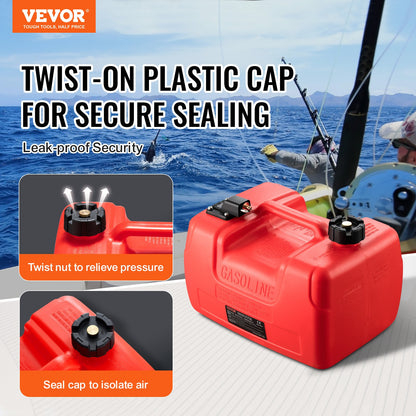 Boat Fuel Tank, 3.17-Gallon/12-L Marine Outboard Transfer Tank, Transfer Tank with 9.8ft Hose, Gauge for Outboard Engine, Yacht, Fishing Boat, Deck, Red