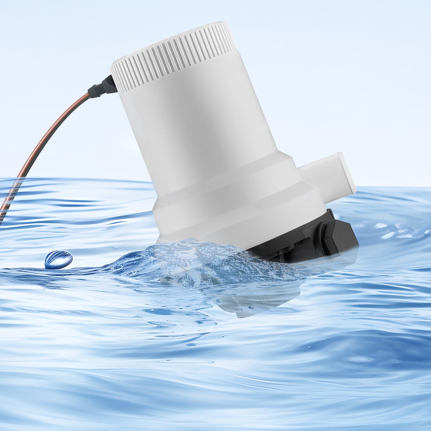 Livewell Pump for Boat, 12V 101 L/min(1600 GPH) Straight Livewell Aerator Pump with Dual Inlet, ABA Housing & Detachable Motor Cartridge, Corrosion-Resistant Livewell/Baitwell Pump for Freshwater Saltwater