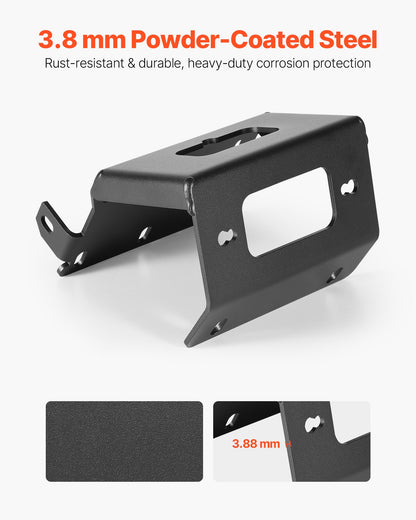 Seilwindenhalterung, Zugkraft 907–1633 kg, Anhängerkupplungs-Seilwindenhalterung für ausgewählte Honda Foreman und Rancher Rubicon Modelle (2014–2021), 2-Loch-Befestigung, pulverbeschichteter Stahl, schwarz