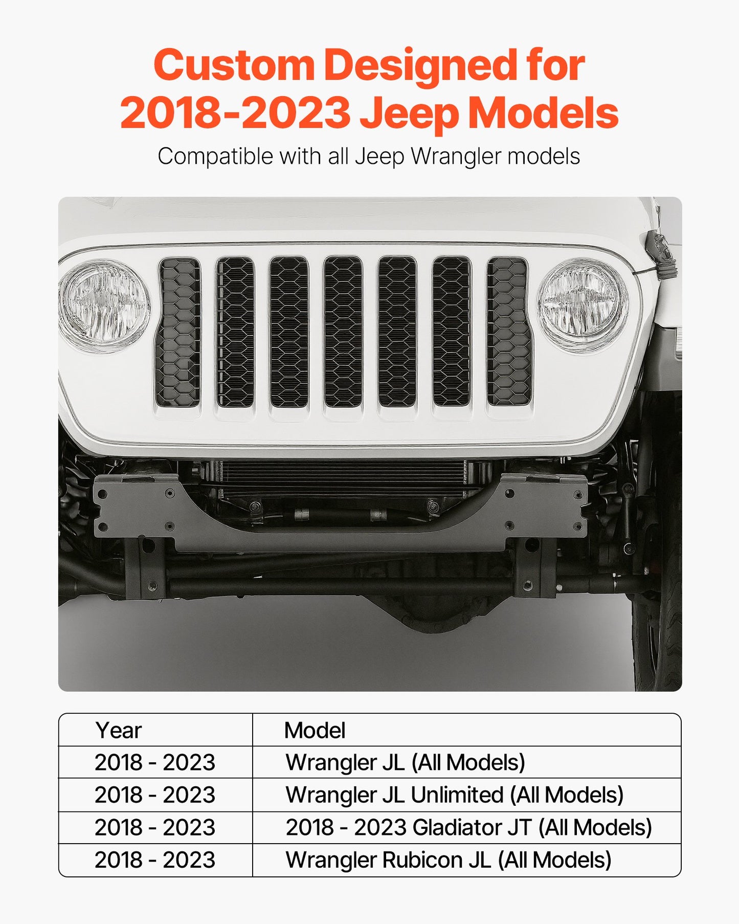 Seilwindenhalterung, Zugkraft 5443 kg (12000 lbs), Anhängerkupplungs-Seilwindenhalterung für ausgewählte Jeep Wrangler JL/JLU &amp; Gladiator JT Modelle (2018–2023), 2-Loch-Befestigung, pulverbeschichteter Stahl, schwarz