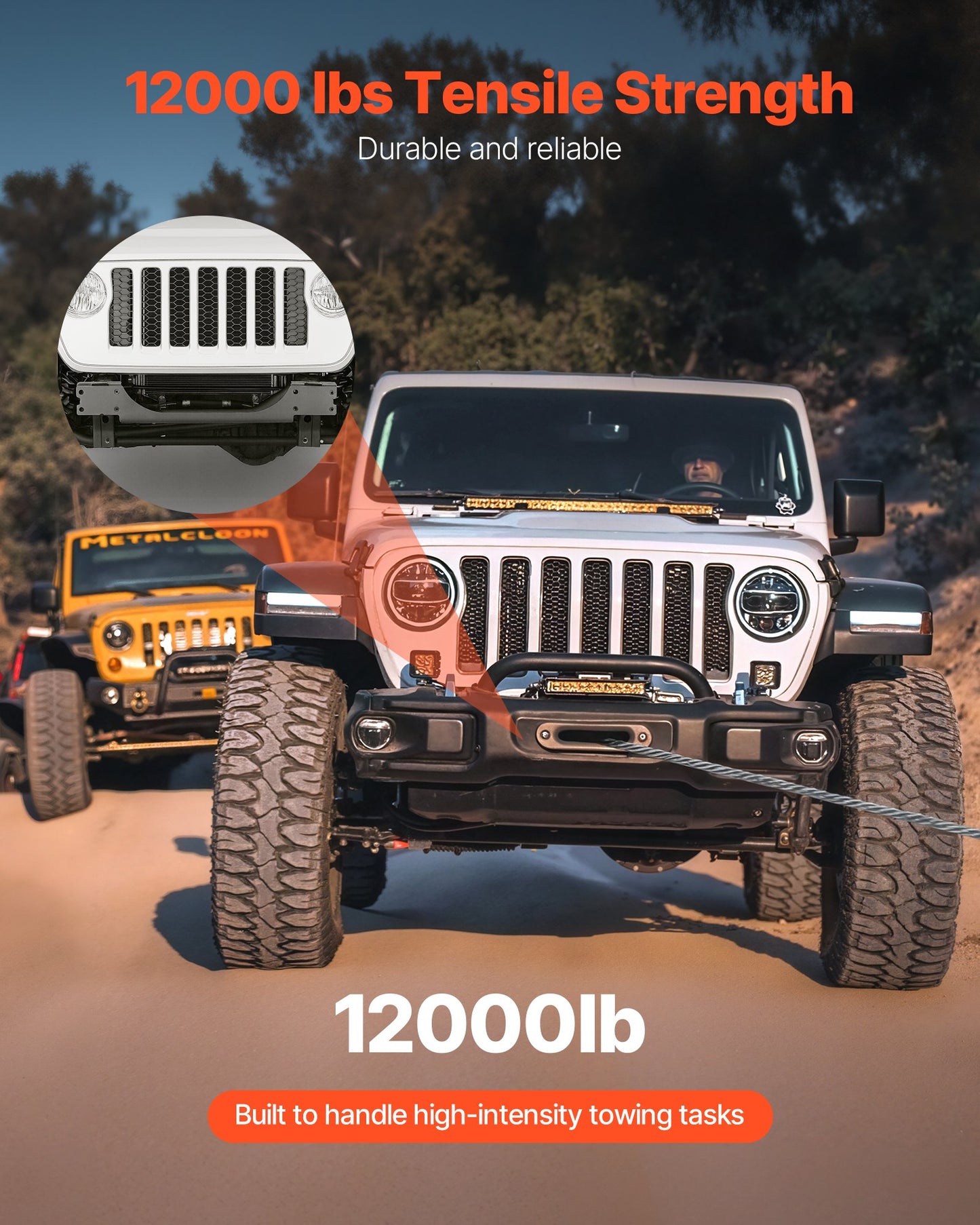 Seilwindenhalterung, Zugkraft 5443 kg (12000 lbs), Anhängerkupplungs-Seilwindenhalterung für ausgewählte Jeep Wrangler JL/JLU &amp; Gladiator JT Modelle (2018–2023), 2-Loch-Befestigung, pulverbeschichteter Stahl, schwarz