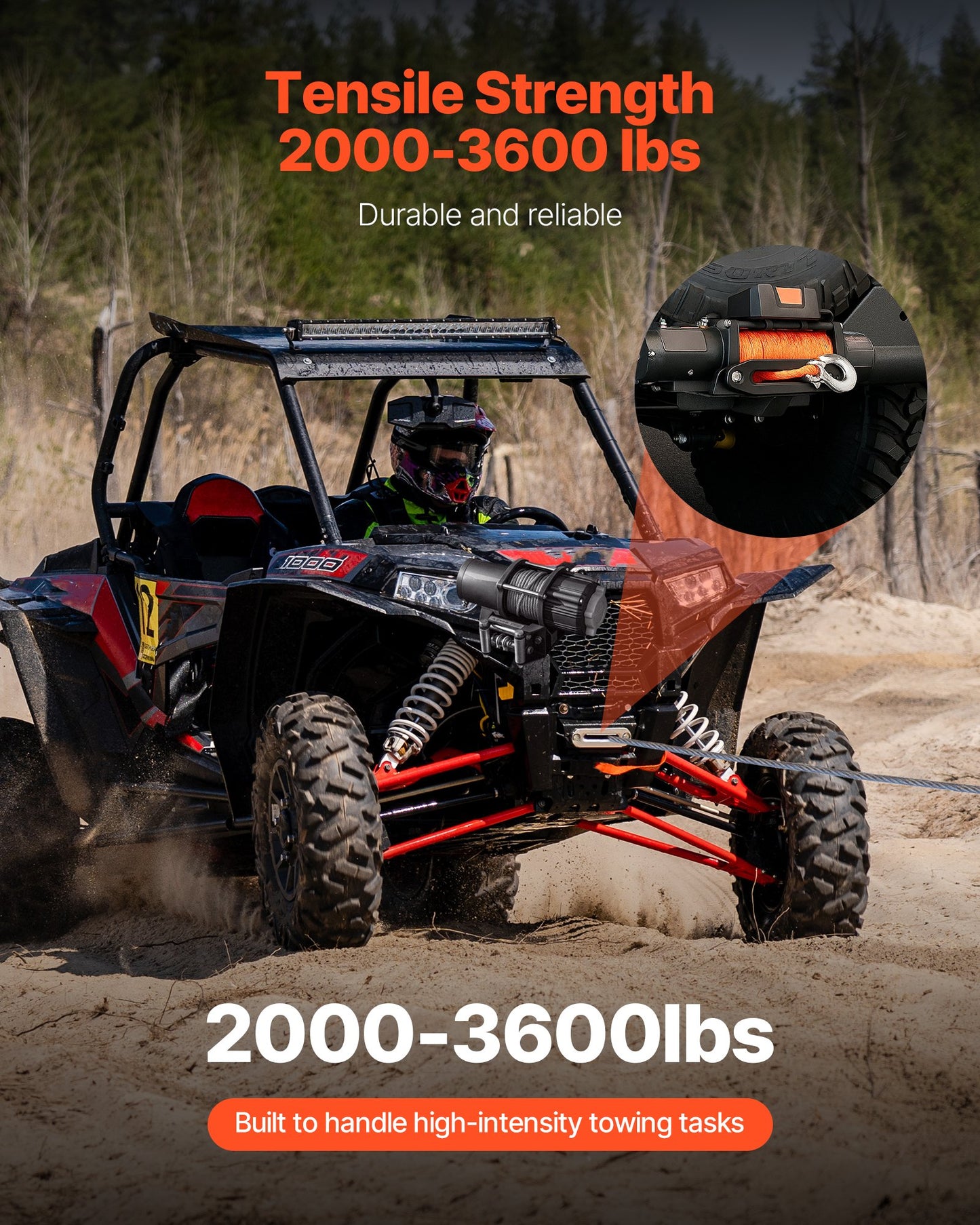 Seilwindenhalterung, Zugkraft 907–1633 kg, Anhängerkupplungs-Seilwindenhalterung für ausgewählte Polaris Sportsman Modelle (ab 2009), 2-Loch-Befestigung, pulverbeschichteter Stahl, geeignet für Wüstenrettung